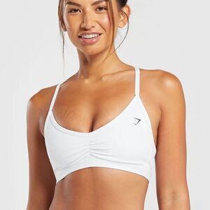 GYMSHARK‎ RUCHED STRAPPY SPORTS BRA Light Support White NWT in packaging